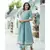 Azure Blue Hand Block Print Kurta Set with Doria Dupatta