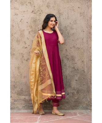 Rosewood Wine Kurta Dupatta Set 2