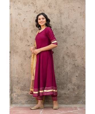 Rosewood Wine Kurta Dupatta Set 3