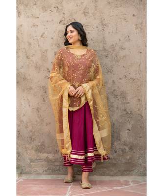 Rosewood Wine Kurta Dupatta Set 5