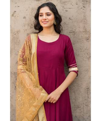 Rosewood Wine Kurta Dupatta Set 6