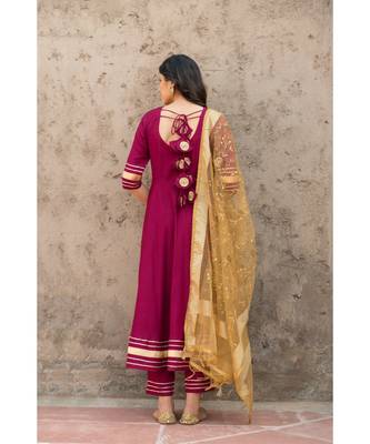 Rosewood Wine Kurta Dupatta Set 7
