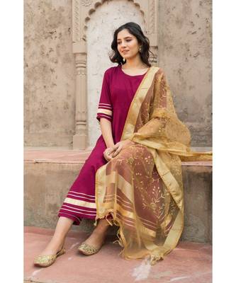 Rosewood Wine Kurta Dupatta Set 8