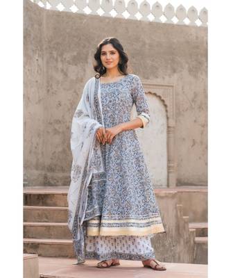 Paisley Grey Kurta Dupatta Set 2