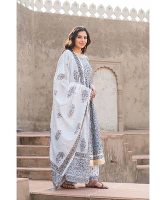Paisley Grey Kurta Dupatta Set 3