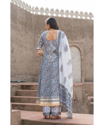 Paisley Grey Kurta Dupatta Set 6