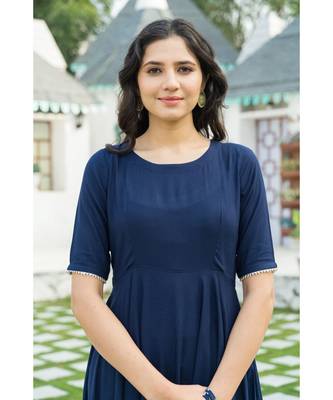 Midnight Blue Kurta Set with Bandej Dupatta 5