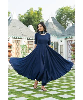 Midnight Blue Kurta Set with Bandej Dupatta 6