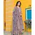 The floating cloudy grey floral hand block print kurta set with traditional chanderi dupatta.