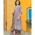 The floating cloudy grey floral hand block print kurta set with traditional chanderi dupatta.