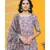 The floating cloudy grey floral hand block print kurta set with traditional chanderi dupatta.
