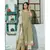 A kiwi green floral hand block print kurta dupatta set