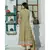 A kiwi green floral hand block print kurta dupatta set