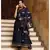 Blue solid gold kurta set with embroidered dupatta