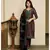 Navy blue bagru hand block print cotton kurta set with chanderi dupatta