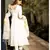 White flared cotton kurta set with hand paint chanderi dupatta