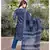 Indigo blue bagru cotton hand block print kurta set with chanderi dupatta
