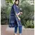 Indigo blue bagru cotton hand block print kurta set with chanderi dupatta