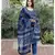 Indigo blue bagru cotton hand block print kurta set with chanderi dupatta