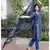 Indigo blue bagru cotton hand block print kurta set with chanderi dupatta