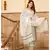 Summer green motif print cotton kurta set with doria dupatta