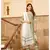 Summer green motif print cotton kurta set with doria dupatta
