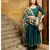 Teal green solid flared kurta set with hand block print chanderi dupatta
