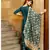 Teal green solid flared kurta set with hand block print chanderi dupatta