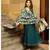 Teal green solid flared kurta set with hand block print chanderi dupatta