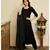 Jet black solid flared kurta with gold dot dupatta