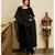 Jet black solid flared kurta with gold dot dupatta