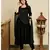Jet black solid flared kurta with gold dot dupatta