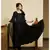 Jet black solid flared kurta with gold dot dupatta