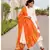 Bright white flared kurta set with bandej dupatta