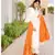 Bright white flared kurta set with bandej dupatta
