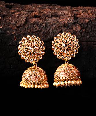 Gold Plated Stone Studded Designer jhumki 5