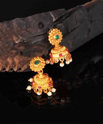 Antique Gold Temple Choker Necklace Set 9