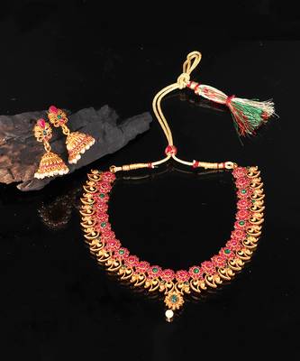 Antique Gold Plated Traditional Design Necklace set 7