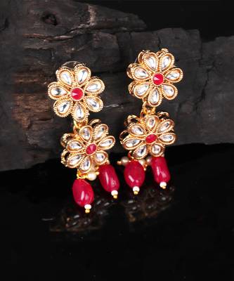 Red Stone Kundan Choker Necklace Set 9