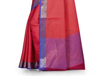 Pink woven art silk saree with blouse 3