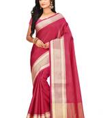 Red woven art silk saree with blouse