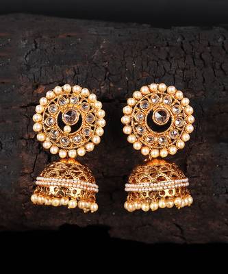 Gold Plated Polki Designer Jhumkas 1