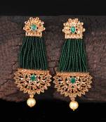 Green Beaded Traditional Design Earrings