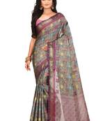Grey woven art silk saree with blouse