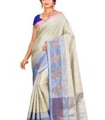 Silver woven art silk saree with blouse