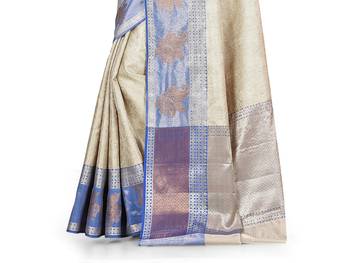 Silver woven art silk saree with blouse 3