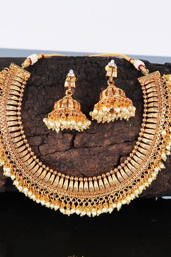 Gold Plated Polki Designer Necklace Sets