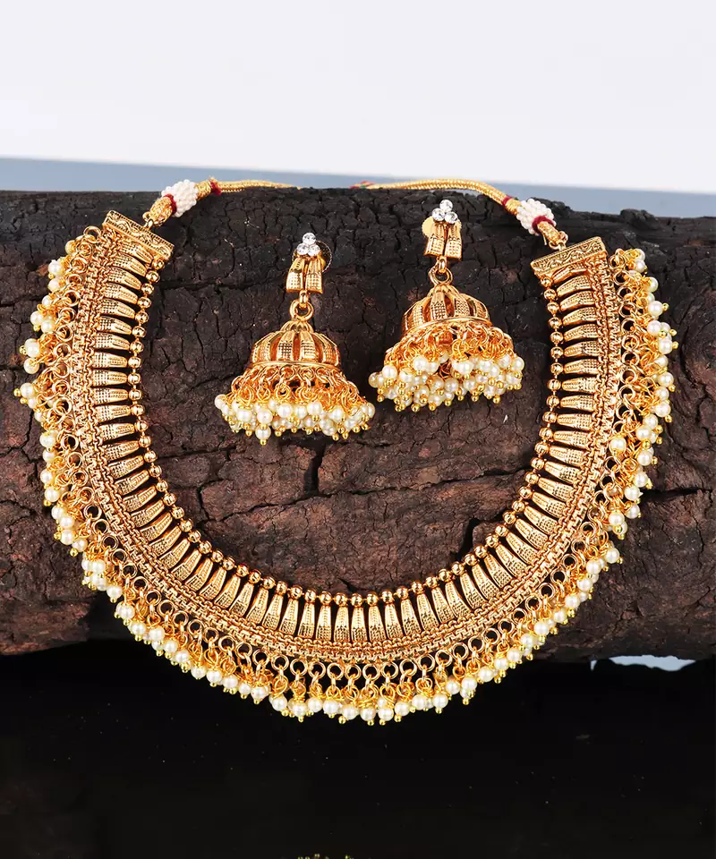 Gold Plated Polki Designer Necklace Sets