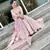 Baby Pink Thread Embroidered Georgette Semi Stitched wedding lehenga for Bridal