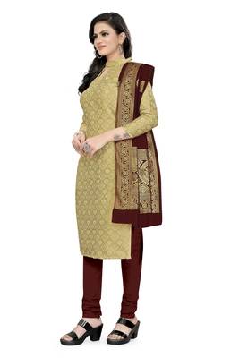 Beige abstract print jacquard salwar 3